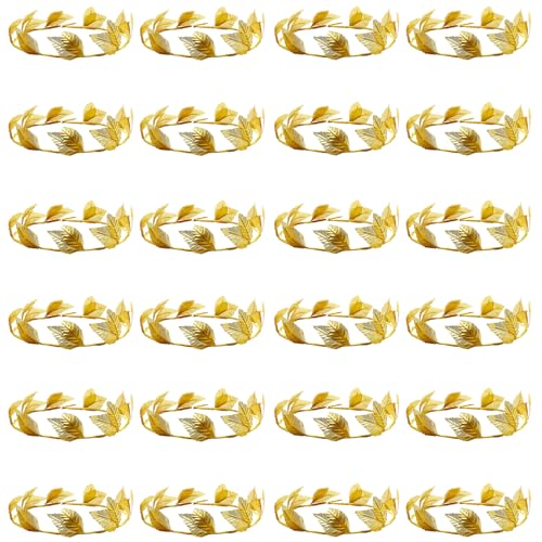 24 Pcs Gold Laurel Crown Wreath Headpiece - Roman Style Hair Accessories for Cosplay, Weddings, Parties