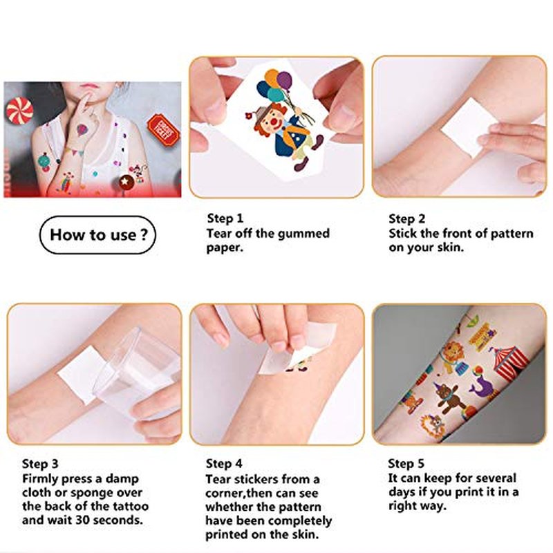 284 PCS CupaPlay Circus Temporary Tattoos - Carnival Baby Shower/Birthday Party Supplies Under the Big Top Party Goodie Bag Stuffers Favors(24 Sheets)