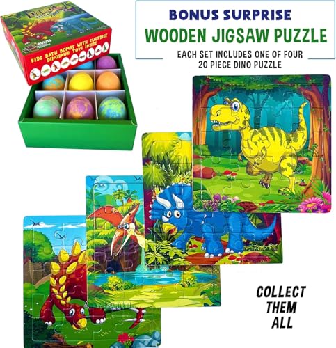 Kids Bath Bombs with Surprise Dinosaur Toys - Organic Shea & Essential Oils