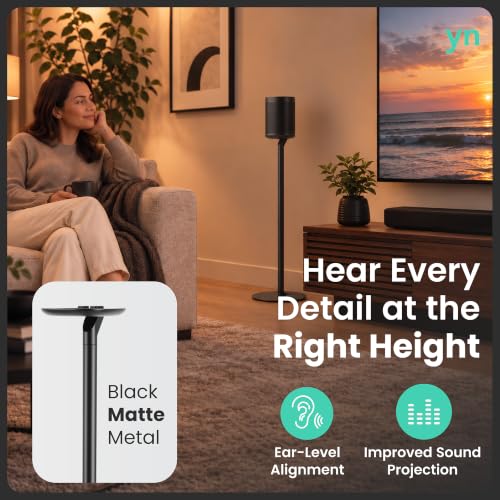 ynVISION.DESIGN Black Speaker Stands for Sonos One, SL & Play:1 - 2 Pack