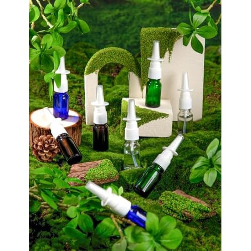 40 Pcs Nasal Spray Bottle, 10ML/0.35OZ 24 Pcs Refillable Glass Blue Nasal Spray Bottles Empty with 8 Funnels and 8 Labels