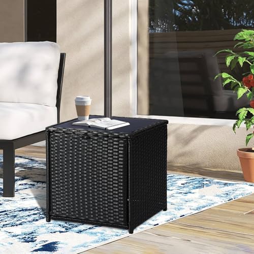 SUNNYPARK Outdoor Umbrella Side Table with Two Weight Bags 2 in 1