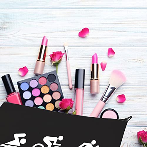 BDPWSS Triathlon Gifts Swim Bike Run Cosmetic Makeup Bag Travel Pouch For Women Triathlete Inspirational Gift Triathlon Lover Gift (swim bike run bl)