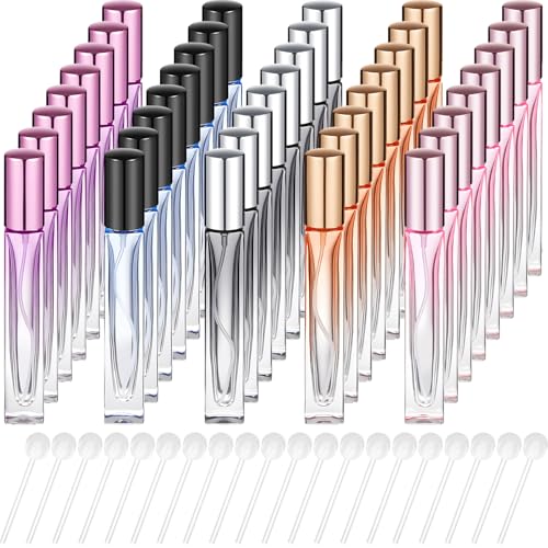 40 Pcs 10ml Glass Perfume Atomizers Set - Leakproof Travel Refillable Bottles, Fresh Color Variations