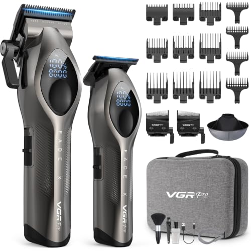 Cordless Hair Clippers for Men, Professional Grooming & Trimmer Set with 9 Guide Combs