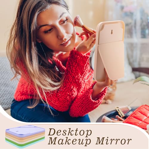 Portable Tabletop Makeup Mirror with Stand - 8x5 Inch, 6 Colors, Light Colors Variation