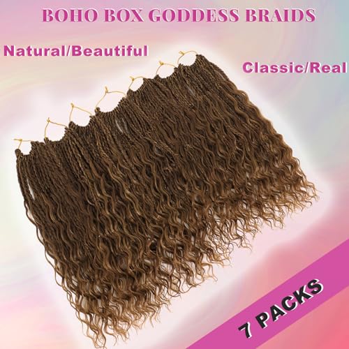 18 Inch Boho Box Braids Crochet Hair for Black Women - Chocolate Brown Mix Camel Blonde M33/30/27