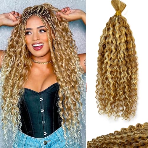 Water Wave Human Braiding Hair Extensions - Strawberry Blonde to Bleach Blonde Ombre, 16 Inch, 100g, 2 Bundles - Variation #27Strawberry BlondeP613
