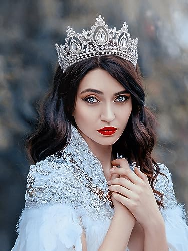 Queen Crown Tiara for Women - Quinceañera Princess Tiara in Silver