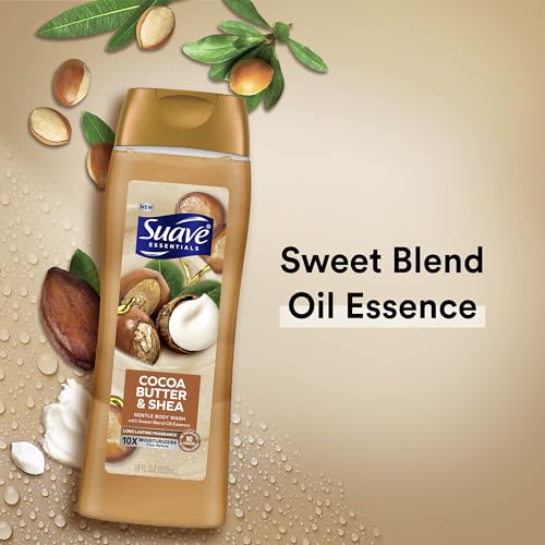 Suave Body Wash Bundle - Cocoa Butter & Shea and Ocean Breeze Scents, 18 Oz Packs of 6