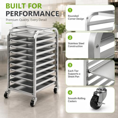 10-Tier Sheet Pan Rack with Wheels for Baking & Craft Use - Homelio Variation 10