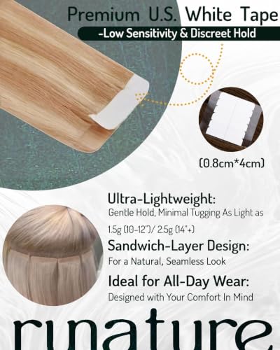 RUNATURE Blonde Tape-in Hair Extensions 12 Inch 20Pcs #18AP60 - Light Blonde