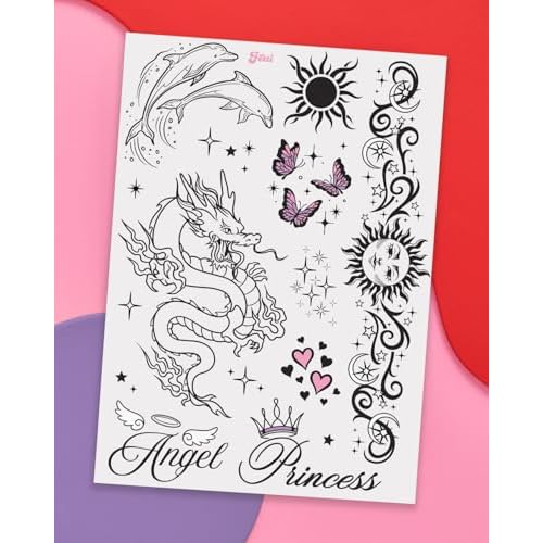 xo, Fetti Y2K Realistic Temporary Tattoos - 56 Pcs | Girly 2000s Bachelorette, Birthday Favors, Halloween Party Accessory, Fake Tats, Festival Stickers
