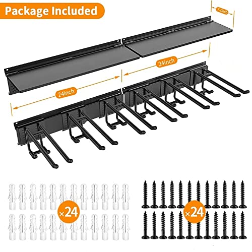 96-Inch Black Garage Storage Rack with Wall Mount Overhead Shelves - Heavy Duty Steel