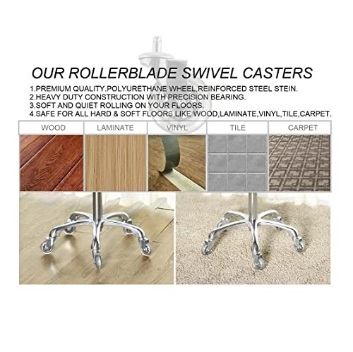 Grey Adjustable Swivel Bar Stool with Wheels - 22-30 Inch Height, 400 lb Capacity