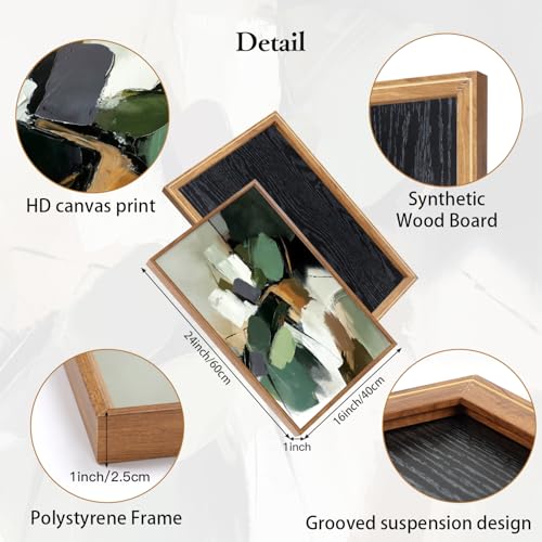 Abstract Modern Framed Canvas Wall Art - Neutral Mid Century Set 16x24