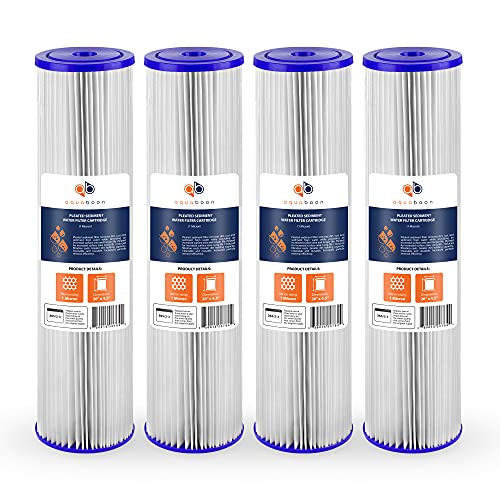 Aquaboon 1 Micron 20x4.5 Pleated Sediment Water Filter Replacement - 4 Pack - Variation 4