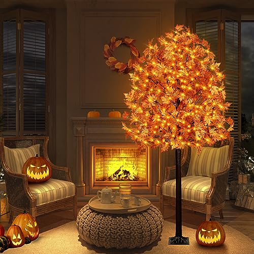 7FT Autumn Maple Tree Light with 170 LEDs & Acorns - Fall Decor with Remote - Variation of THIS listing