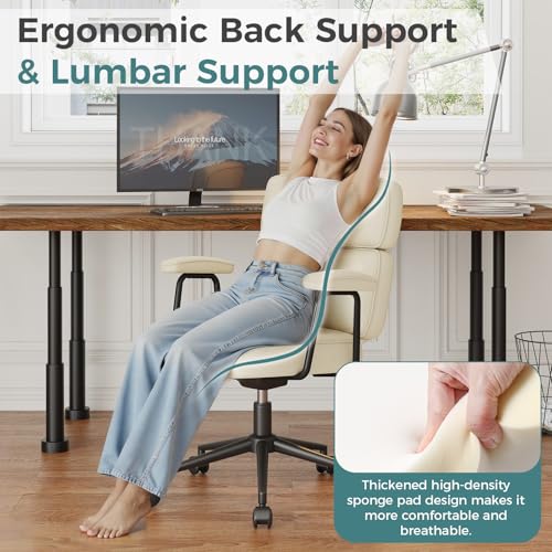 Ergonomic Home Office Desk Chair with PU Leather & Adjustable Features