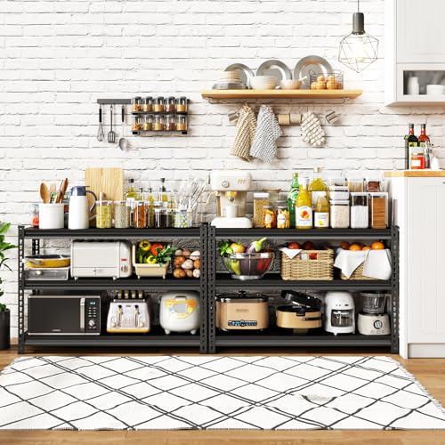48-Inch Heavy Duty Garage Shelving Unit - Black, 1500LBS Load Capacity, Adjustable 3-Tier Metal Storage Rack