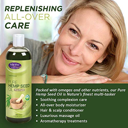 Pure Hempseed Oil Carrier Oil 16oz - Natural Moisturizer & Massage Base - Cold Pressed, Food Grade
