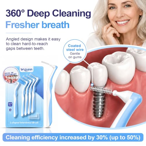 Interdental Brushes for Tight Gaps - 4 Boxes / 20 Pieces, Angled Dental Cleaners for Braces & Back Teeth