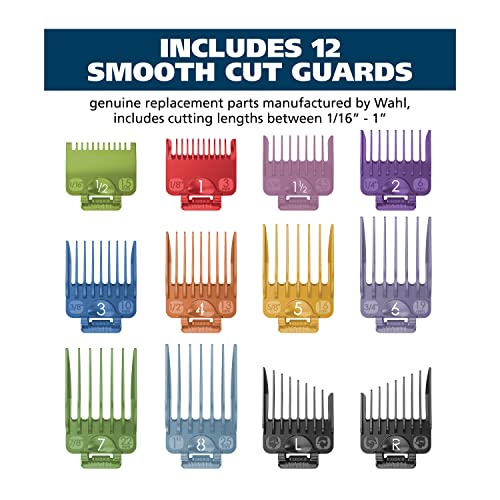 Color Coded Clipper Guard Set - 14 Piece Hair Cutting Guide with Organizer - Wahl Compatible