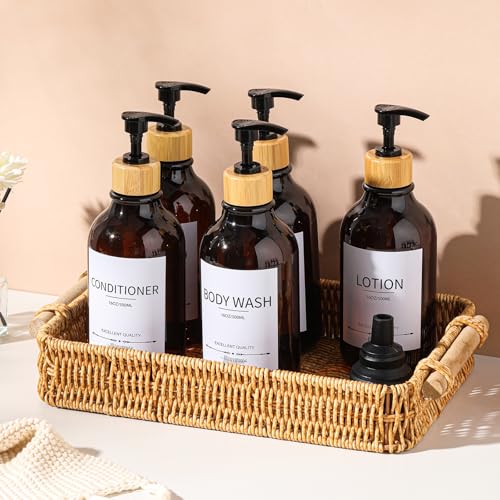 Amber Mithrgrous Refillable Shampoo & Conditioner Dispenser Set 5 Pack 16.9oz