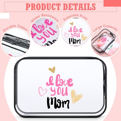 Mother's Day Clear Makeup Bags Set - 12 PVC Zipper Pouches, 6 Styles