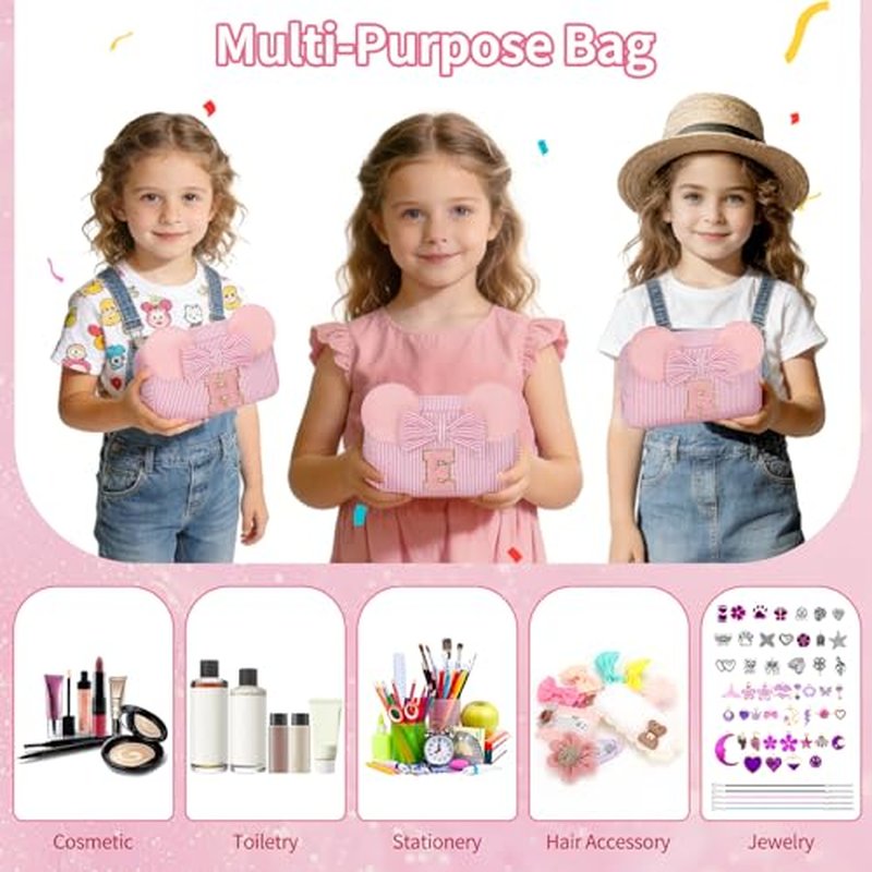 Easter Basket Gifts for Girls, Initial Makeup Bag for Girls, Cute Makeup Bag Small Cosmetic Bag Travel Toiletry Bag, Personalized Birthday Gift for Girls Sister Daughter, Teen Girls Gifts Trendy Stuff