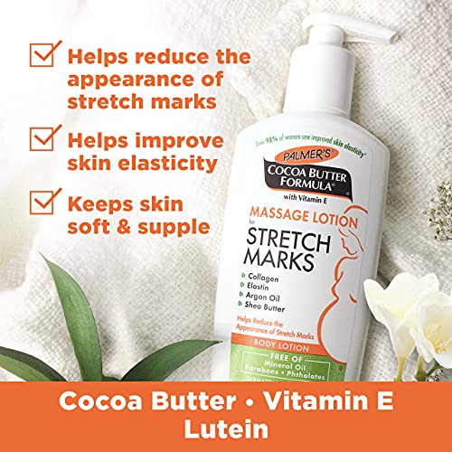 Palmer's Cocoa Butter Formula Massage Lotion with Collagen and Elastin | For Stretch Marks | Pregnancy Skin Care | With Argan Oil and Shea Butter | 8.5 oz Pack of 2