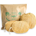 4 Pack Oval Natural Loofah Sponges - Exfoliating Body Scrubber for Shower