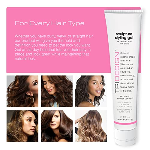 TRIDESIGN Strong Hold Hair Styling Gel 6 oz - 2 Pack for Wet Look & All Hair Types