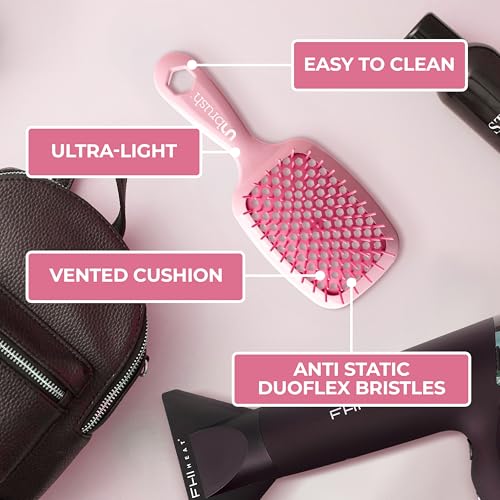 FHI Heat UNbrush and UNbrush Mini - Peony Light Pink Detangling Hairbrush Set