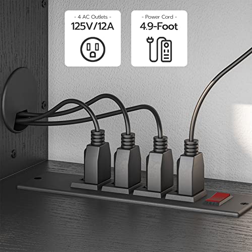 Floating TV Stand with Power Outlet - Rustic Brown & Black Wall-Mounted Media Console Shelf for 32-65 Inch TVs