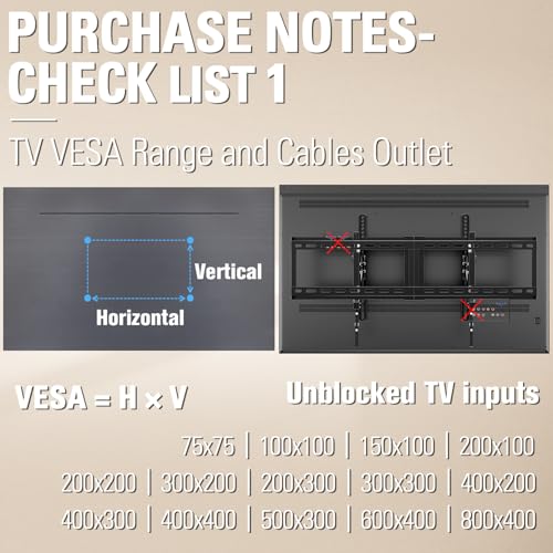 Advanced Tilt TV Wall Mount for 42-90 Inch Flat Screens with 16/24/32 Stud Compatibility - Includes Variation 42"-90" TV & 16/24/32" Studs