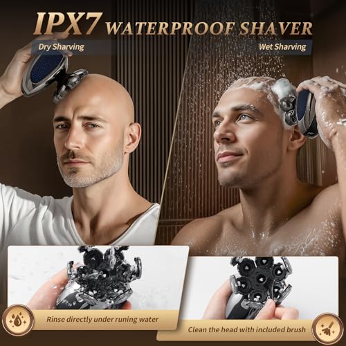 GASREKV Black Head Shaver for Bald Men 5-in-1 Electric Grooming Kit, 7D Floating Razor
