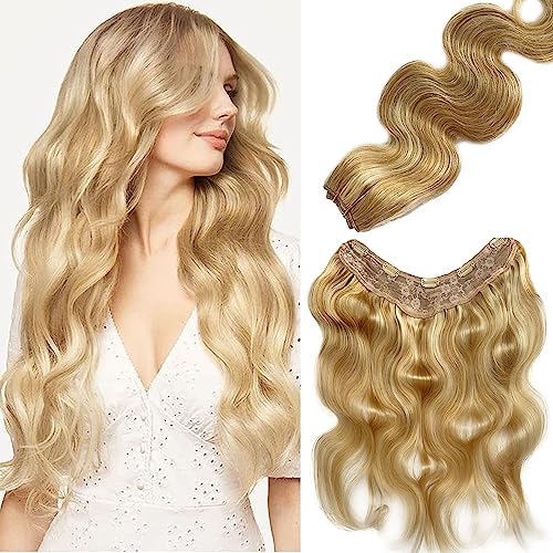 Smartinnov 16 Inch Curly Clip-In Hair Extensions Honey Blonde Balayage Platinum Blonde