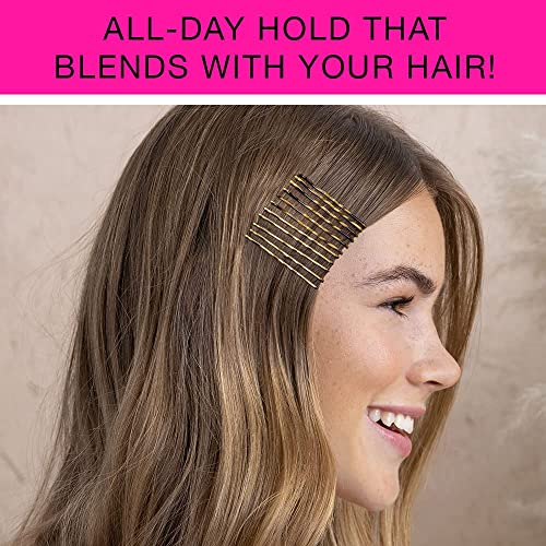 Scunci by Conair No-Slip Grip bobby pins - bobby pins brown hair - hair accessories for women - Color Match Blonde & Brunette - 48 Count