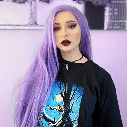 Kalisa 24 Inch Purple Lace Front Wig Long Straight Silky Synthetic Hair for Women
