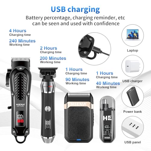 Cordless Hair Clippers & Trimmer Kit for Men - Professional Grooming Set with Digital Display