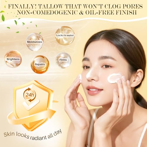 Beef Tallow for Skin, Tallow and Honey Cream, Whipped Organic Tallow Face Balm Moisturizer, Organic Grass-Fed Beef Tallow & Raw Wild Honey, 4 Oz Herb-Infused Unscented