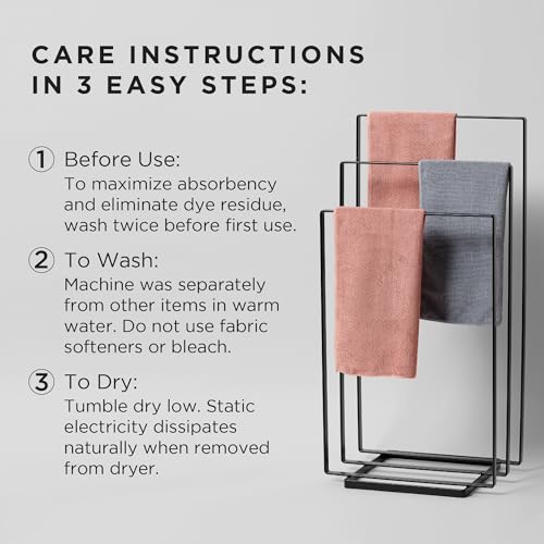 Microfiber Hair Towels 16x29 Inches - Fast-Drying, 10-Pack, Granite Blue