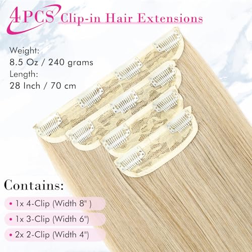 28 Inch Thick Clip-In Hair Extensions Set - Medium Blonde, 4 Pieces, 320g Variation of THIS listing