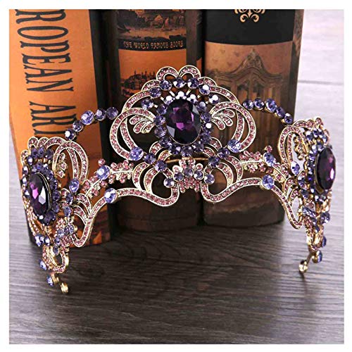 Purple Bridal Tiara Crown with Rhinestones for Wedding and Prom