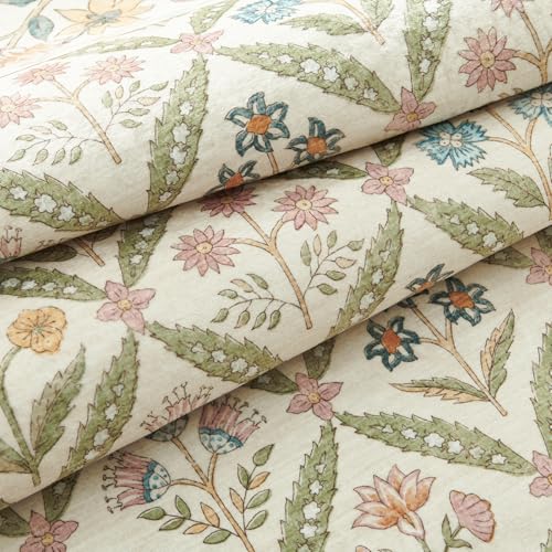Jinchan 8x10 Sage Green Vintage Floral Washable Area Rug - Large Living Room Carpet