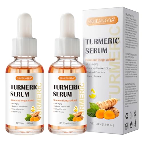 Turmeric Serum for Dark Spots£¬2 PCS Face Serum Turmeric Dark Spot Corrector Serum for Face, Moisturizing Massage Essence Reduces Hyper pigmentation Age&Sun Spot, Facial Serum for Women & Men 1Fl Oz