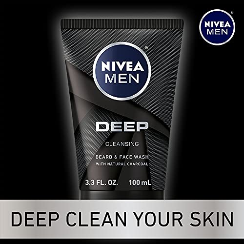 Men's Charcoal Face & Beard Wash Pack - Deep Cleansing, Vanilla Bourbon Scent