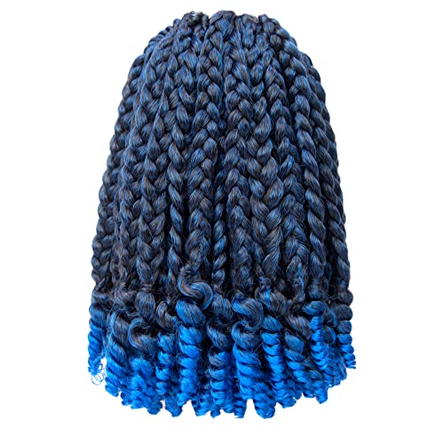 10 Inch Blue Goddess Box Braid Crochet Hair 7 Packs Ombre Synthetic Extensions