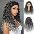 Deep Wave Headband Wig 20 Inch Gray Synthetic Curly Hair for Black Women - Glueless, Adjustable Cap